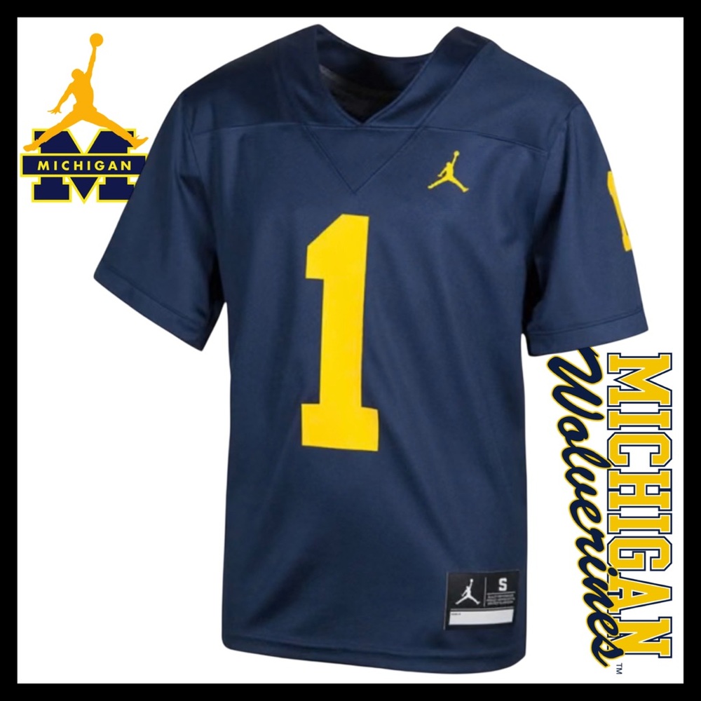 Michigan Wolverines #1 College Football Home Game Jersey by Jordan Size (S) NEW